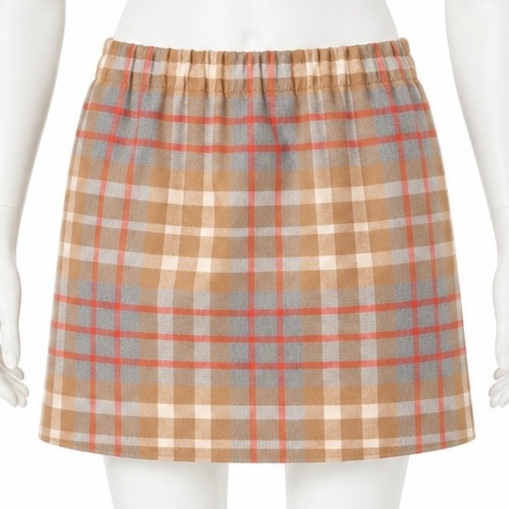 J Crew Plaid Wool Blend Mini Skirt Old Money Preppy Womens 20‎ Elastic Waist